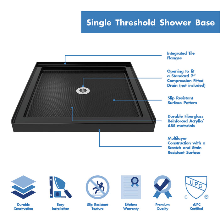 DreamLine DL-6529C-88-01 Aqua Fold 32"D x 32"W x 74 3/4"H Frameless Bi-Fold Shower Door in Chrome with Black Base Kit
