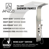 ANZZI SP-AZ023 Niagara 64" 2-Jetted Shower Panel with Heavy Rain Shower and Spray Wand in Brushed Steel