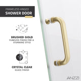 ANZZI SD-AZ8075-02BG Passion Series 30" by 72" Frameless Hinged Shower Door in Brushed Gold with Handle