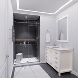 ANZZI SD-AZ13-01CH Madam Series 48" by 76" Frameless Sliding Shower Door in Chrome with Handle