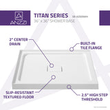 ANZZI SB-AZ009WH Titan Series 36" x 36" Double Threshold Shower Base in White