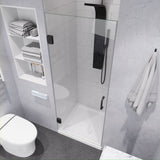 ANZZI SD-AZ8075-01GB Passion Series 24" by 72" Frameless Hinged shower door in Gunmetal with Handle