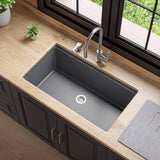 ALFI Brand AB3418SBUM-T Titanium 33" Granite Composite Workstation Single Bowl Undermount Sink