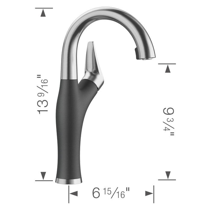 Blanco 526378 Artona Pull-Down Dual-Spray Bar Faucet - PVD Steel/Anthracite