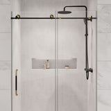 ANZZI SD-AZ13-01MBBG Madam Series 76" x 48" Frameless Sliding Shower Door in Matte Black/Brushed Gold