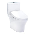 TOTO Washlet+ Aquia IV Two-Piece Elongated Dual Flush 1.28 and 0.9 GPF Toilet and Washlet S5 Bidet Seat, Cotton White - MW4463446CEMGN#01