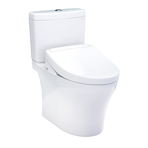 TOTO Washlet+ Aquia IV Two-Piece Elongated Universal Height Dual Flush 1.28 and 0.9 GPF Toilet and Washlet S5 Bidet Seat, Cotton White - MW4463446CEMFGN#01