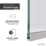 ANZZI SD-AZFL06001BN Veil Series 74" by 34" Framed Glass Shower Screen in Brushed Nickel