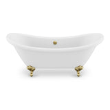 Falco 5.8 ft. Claw Foot One Piece Acrylic Freestanding Soaking Bathtub in Glossy White with Brushed Gold Feet