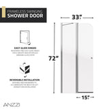 ANZZI SD-AZ14-01CH Romance 72" x 33.5" Frameless Swinging Shower Door in Chrome