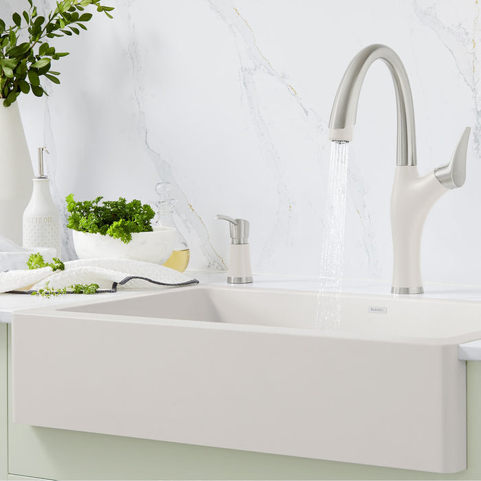 Blanco 443040 Artona Pull-Down Dual-Spray Kitchen Faucet - PVD Steel/Soft White