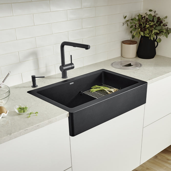 Blanco 526545 Vintera SILGRANIT 30" Single Bowl Apron-Front Farmhouse Sink - Coal Black