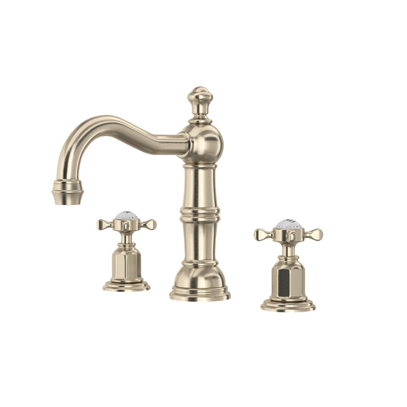 Rohl U.3721X-STN-2 Perrin and Rowe Edwardian Column Spout Widespread Bathroom Faucet