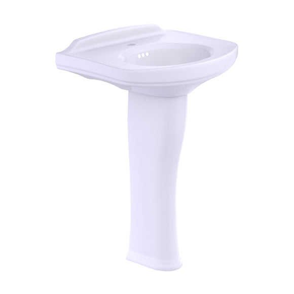 TOTO Dartmouth Rectangular Pedestal Bathroom Sink with Arched Front for Single Hole Faucets, Cotton White - LPT642#01