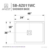 ANZZI SB-AZ011WC Fissure Series 48" x 36" Shower Base in White