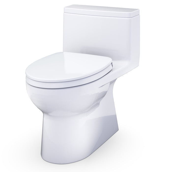 TOTO MS672124CEFG#01 Redington One-Piece Elongated 1.28 GPF Universal Height Toilet with Seat, Cotton White