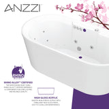 ANZZI FT-AZ201 Sofi 5.6 ft. Center Drain Whirlpool and Air Bath Tub in White