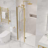 ANZZI SD-AZ14-01BG Romance 72" x 33.5" Frameless Swinging Shower Door in Brushed Gold