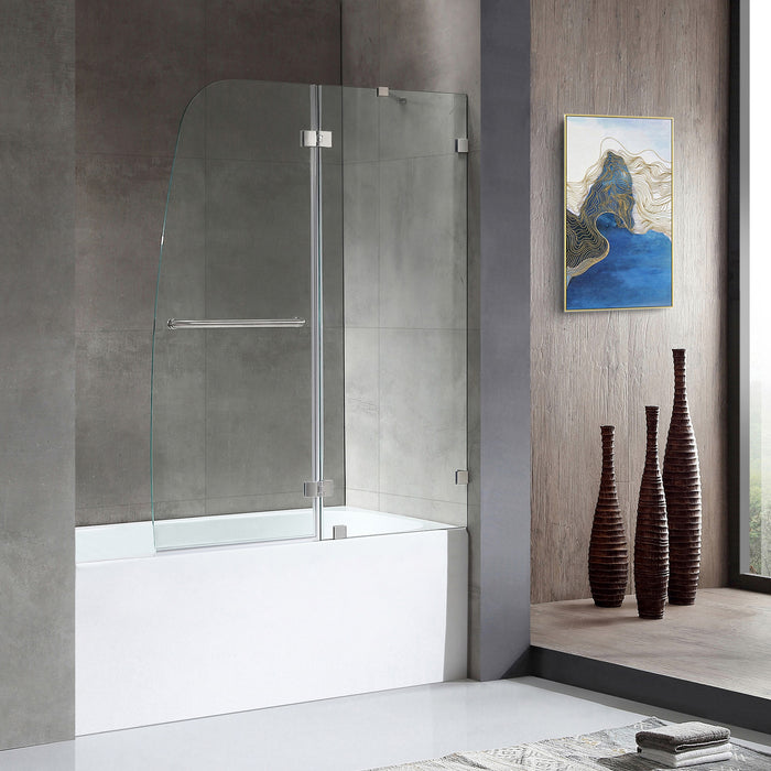 ANZZI SD1101BN-3060R 5 ft. Bathtub in White with 48" by 58" Frameless Hinged Tub door in Brushed Nickel