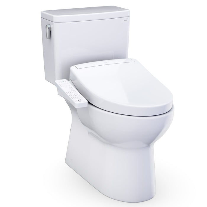 TOTO Glaston WASHLET+ S2 Two-Piece Elongated 1.0 GPF Universal Height Toilet with CEFIONTECT, Cotton White - MW4723346CUFG#01