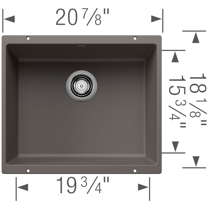 Blanco 527414 Precis SILGRANIT 21" Single Bowl Undermount Kitchen Sink - Volcano Gray