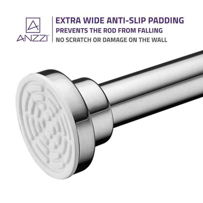 ANZZI AC-AZSR88BN 48-88 Inches Shower Curtain Rod with Shower Hooks in Brushed Nickel