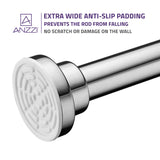 ANZZI AC-AZSR88BN 48-88 Inches Shower Curtain Rod with Shower Hooks in Brushed Nickel