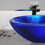 ANZZI LS-AZ915 Belissima Round Glass Vessel Bathroom Sink with Stellar Blue Finish