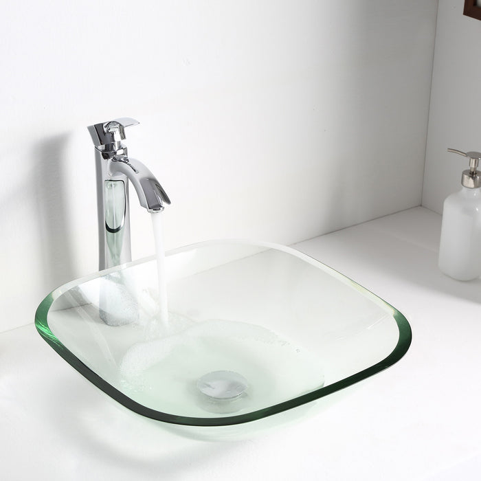 ANZZI LS-AZ074 Cadenza Series Deco-Glass Vessel Sink in Lustrous Clear