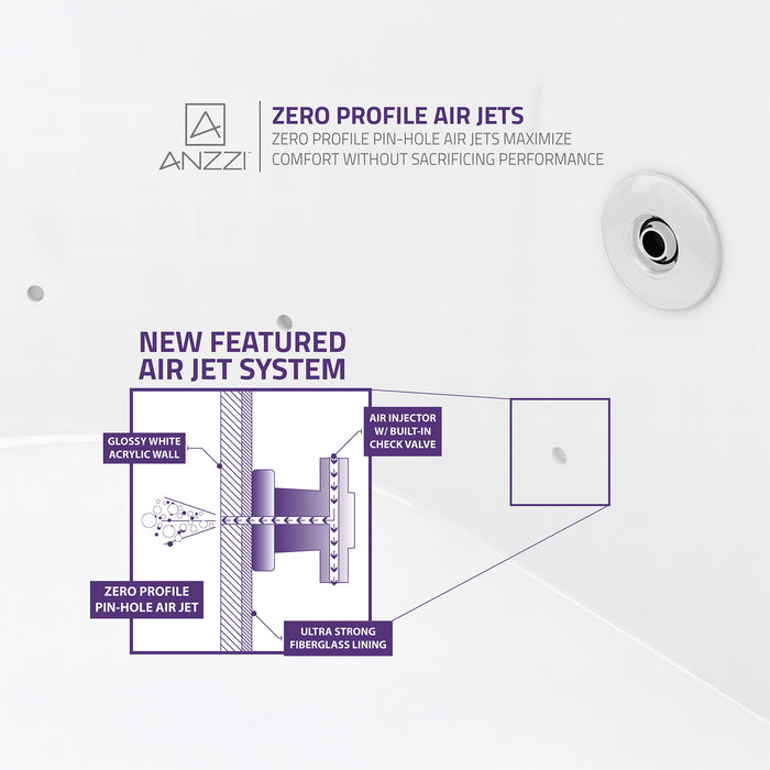ANZZI FT-AZ101 Heidi 5.7 ft. Whirlpool and Air Bath Tub in White