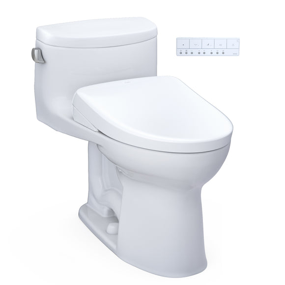 TOTO WASHLET+ Supreme II One-Piece Elongated 1.28 GPF Toilet and WASHLET+ S7A Contemporary Bidet Seat, Cotton White - MW6344736CEFG#01