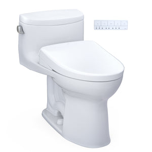TOTO WASHLET+ Supreme II One-Piece Elongated 1.28 GPF Toilet and WASHLET+ S7 Contemporary Bidet Seat, Cotton White - MW6344726CEFG#01
