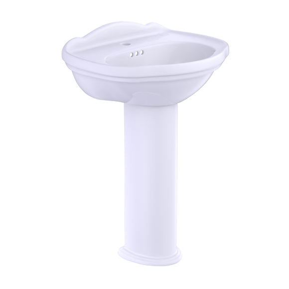 TOTO Whitney Oval Pedestal Bathroom Sink for Single Hole Faucets, Cotton White - LPT754#01