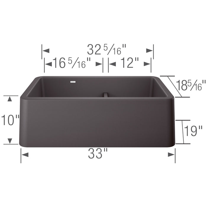 Blanco 402326 Ikon SILGRANIT 33" Double Bowl Apron-Front Farmhouse Sink in Cinder