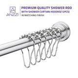 ANZZI AC-AZSR55BN 35-55 Inches Shower Curtain Rod with Shower Hooks in Brushed Nickel