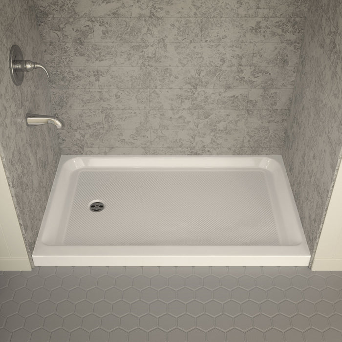 ANZZI SB-AZ04LD Tier 36 x 60" Left Drain Single Threshold Shower Base in White