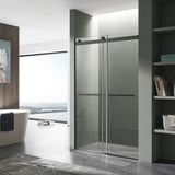 ANZZI SD-FRLS05802MB Kahn Series 60" x 76" Frameless Sliding Shower Door with Horizontal Handle in Matte Black