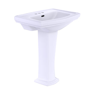 TOTO Clayton Rectangular Pedestal Bathroom Sink for 4 Inch Center Faucets, Cotton White - LPT780.4#01