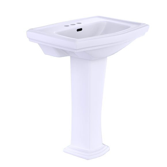 TOTO Clayton Rectangular Pedestal Bathroom Sink for 4 Inch Center Faucets, Cotton White - LPT780.4#01