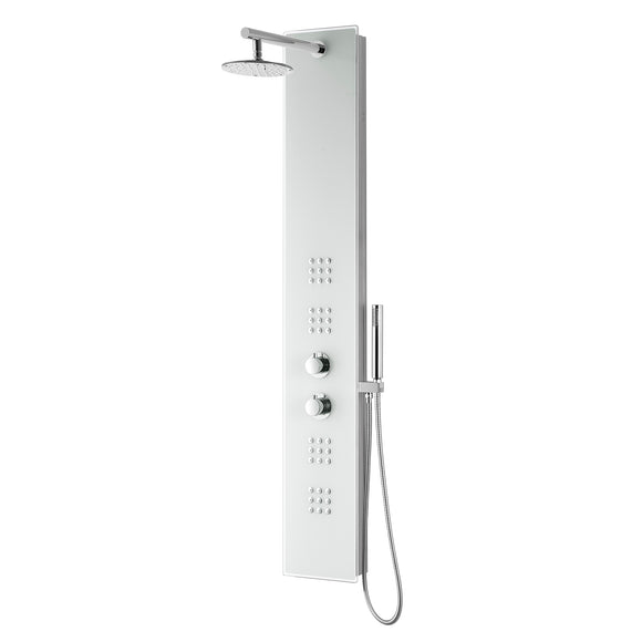 Veld Series 64 in. Full Body Shower Panel System with Heavy Rain Shower and Spray Wand in White