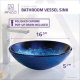 ANZZI LS-AZ161 Stellar Series Deco-Glass Vessel Sink in Blue Blaze