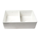 ALFI Brand ABFS3320D-W White 33" x 20" Workstation Double Bowl Step Rim Fireclay Farm Sink