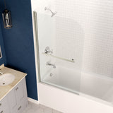 ANZZI SD05301BN-3060L 5 ft. Bathtub in White with 34" x 58" Frameless Tub Door in Brushed Nickel