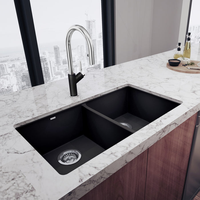Blanco 516322 Precis SILGRANIT 29" 50/50 Double Bowl Undermount Kitchen Sink - Anthracite