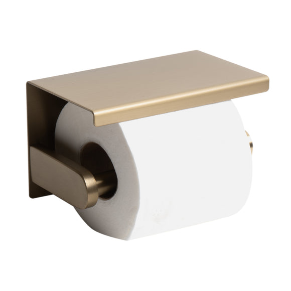 ALFI brand ABTPP66-BG Brushed Gold PVD Stainless Steel Toilet Paper Holder with Shelf