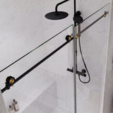 ANZZI SD-AZ13-02MBBG Madam Series 76" x 60" Frameless Sliding Shower Door in Matte Black and Gold