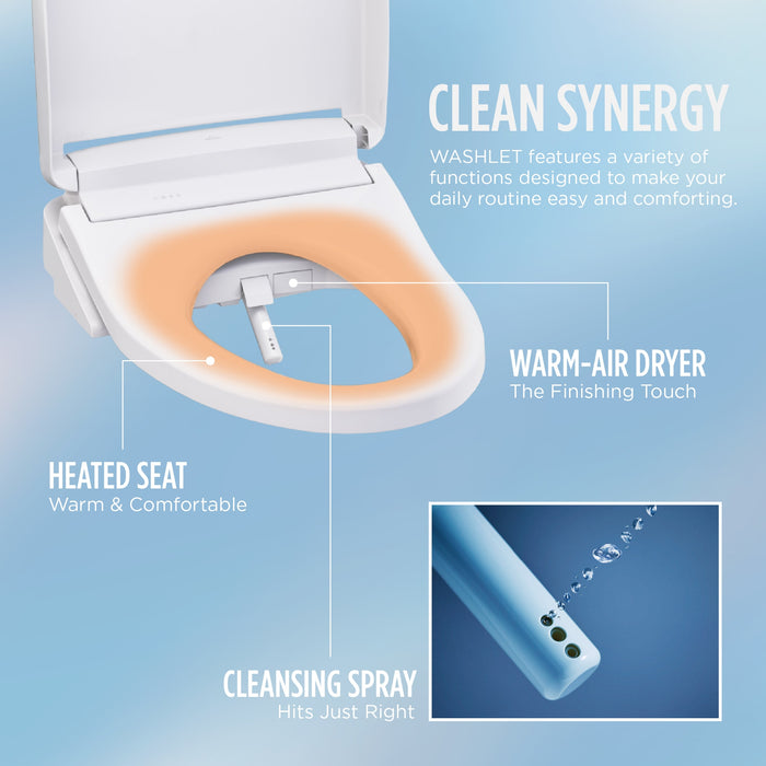 TOTO SW3216#01 Washlet KS5 Bidet Toilet Seat with Instant Water Heating - Elongated, Cotton White