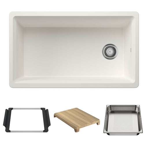 Blanco 443314 Inteos SILGRANIT 33" Single Bowl Reversible Undermount Workstation Kitchen Sink - White