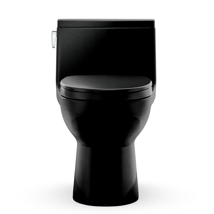 TOTO MS672124CEF#51 Redington One-Piece Elongated 1.28 GPF Universal Height Toilet with Seat, Ebony (Black)
