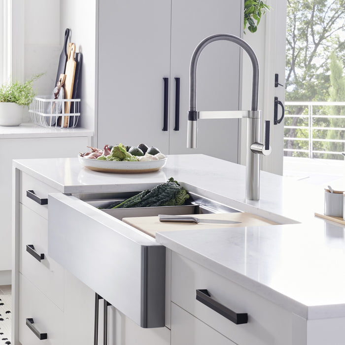Blanco 525243 Quatrus R15 Ergon 33" Single Bowl Apron-Front Stainless Steel Farmhouse Sink